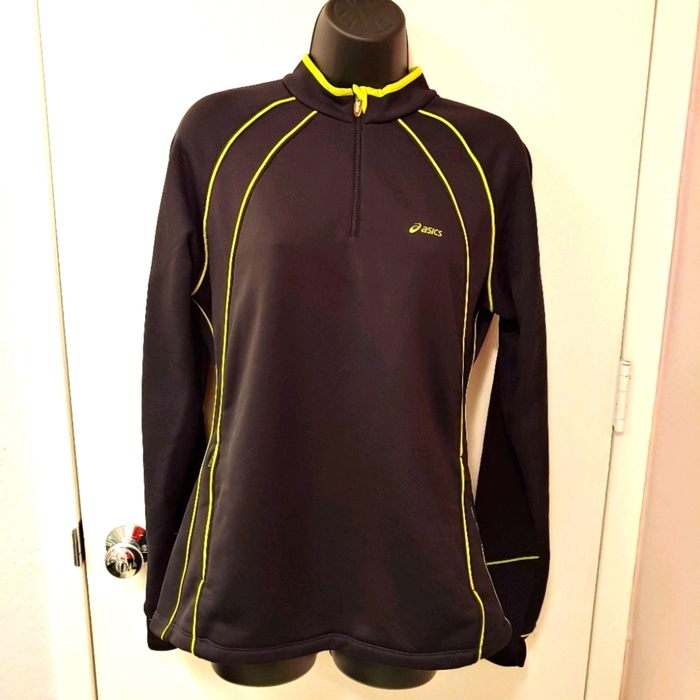 ASICS EUC mock neck half zip black running top